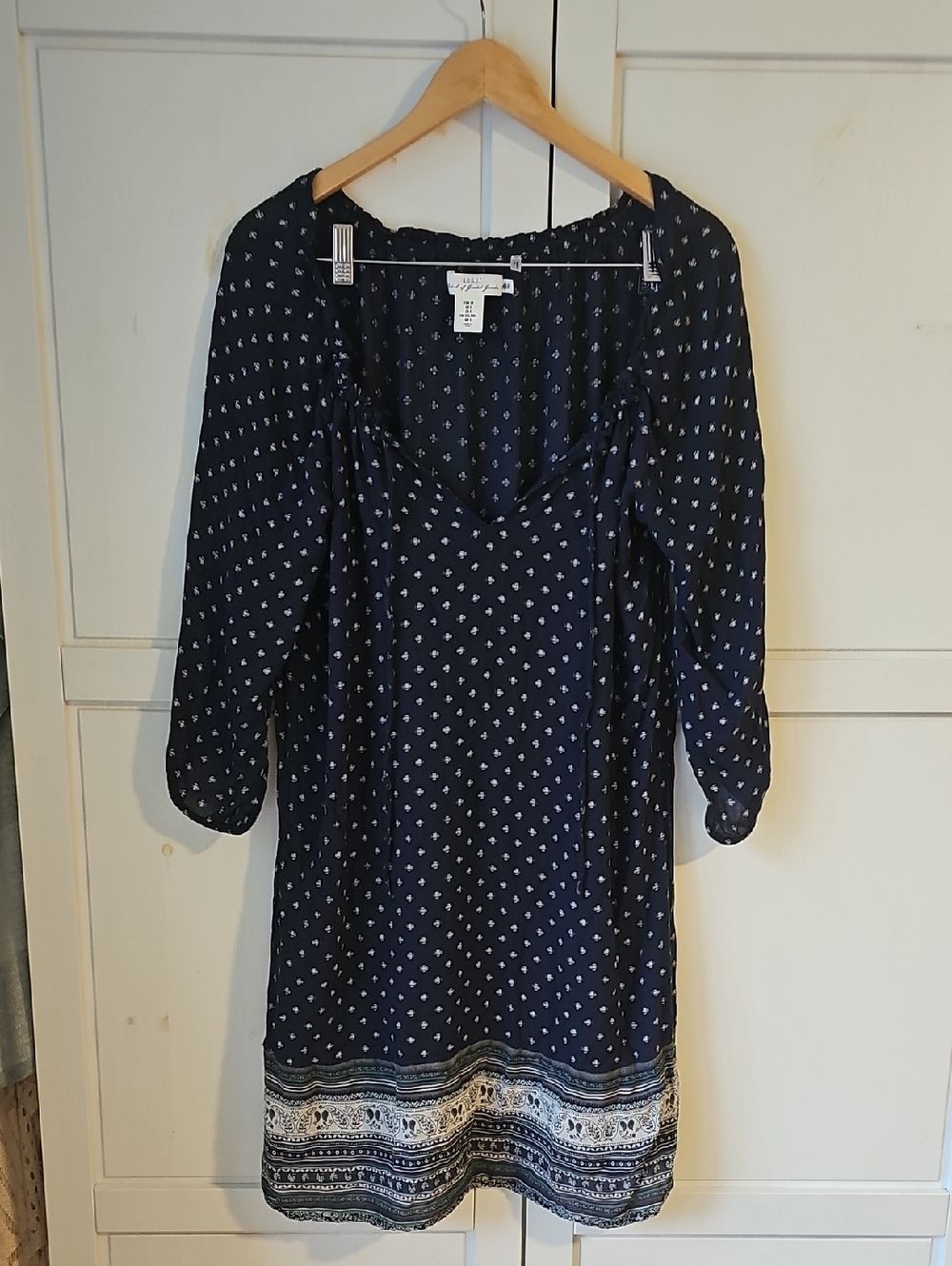 H&M Navy Dress with White Floral Print